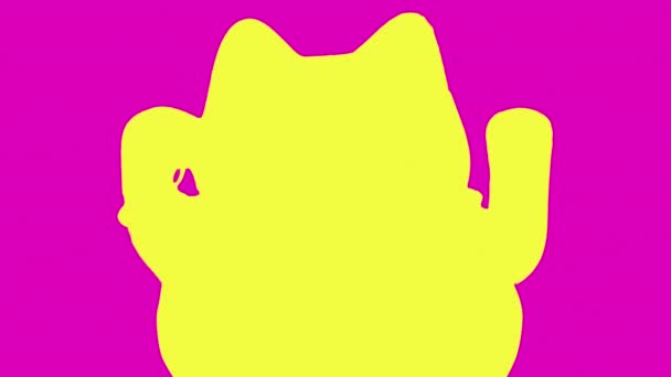 Lucky Beckoning Manejo Neto Cat Silhouette Cutout — Video Stock
