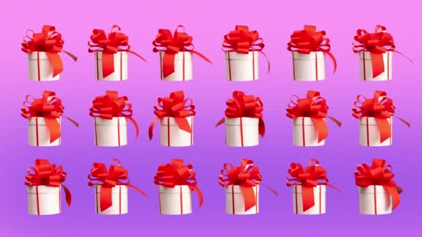 Collection Gift Boxes Red Bow Spinning — Stok video
