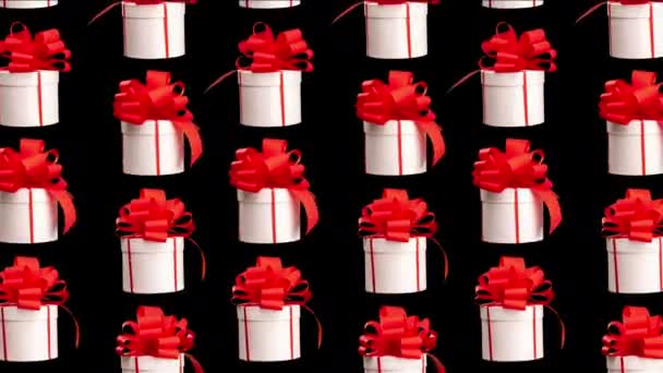 Collection Gift Boxes Red Bow Falling — Stock videók