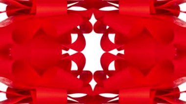 A gift box with red bow spinning made into abstract mirrored pattern 