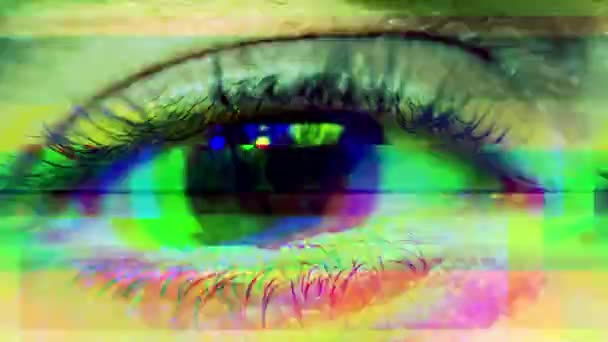 视网膜扫描数据信息覆盖的近视镜头 — 图库视频影像