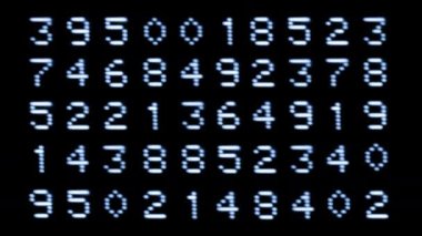 Old style computer typeface writing random numbers on screen