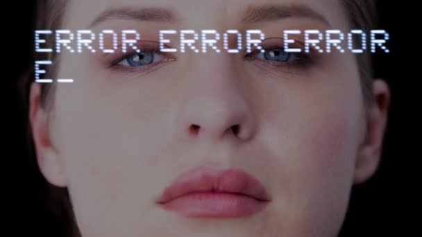 Error Written Glitching Female Face — Vídeo de stock