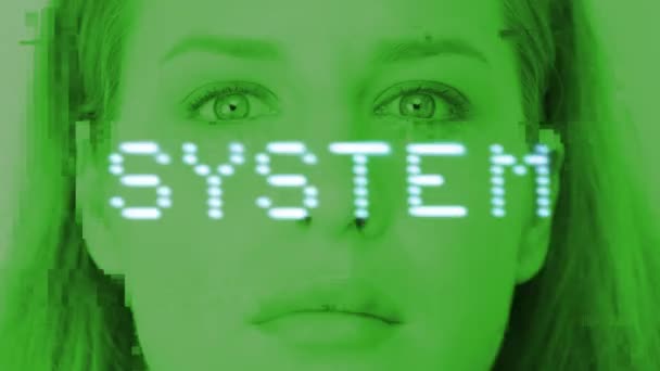 System Error Written Glitching Female Face — Vídeo de stock