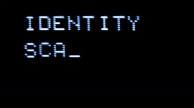 Old style computer typeface writing identity scan in progress