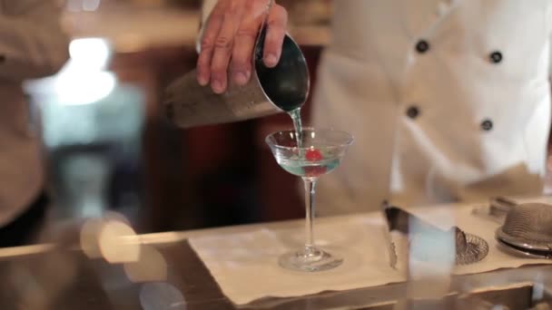 Cameriere Prepara Drink Cocktail Bar Classico — Video Stock