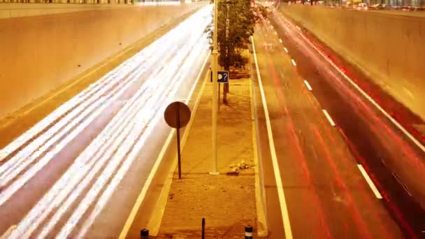 Вид Зайнятий Прохід Барселоні Вночі Пік Світла Транспортного Засобу — стокове відео