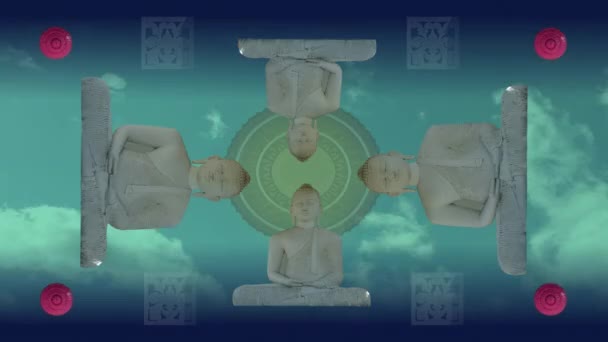 Uma Sequência Feita Imagens Diferentes Estátuas Buddha — Vídeo de Stock