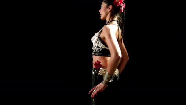 Hermoso Oriental Tradicional Danza Del Vientre Sesión Estudio — Vídeos de Stock