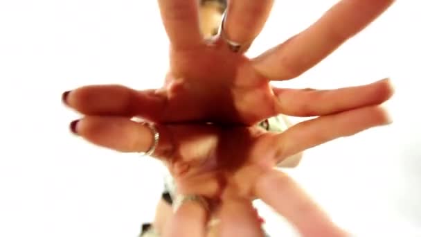 Beautiful Traditional Oriental Dancer Dancing Hands Infront Face — Videoclip de stoc