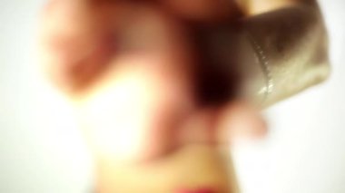 A beautiful traditional oriental belly dancer studio shoot