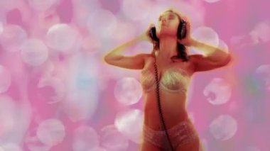 Beautiful female dancing with overlayed abstract pattern and colours