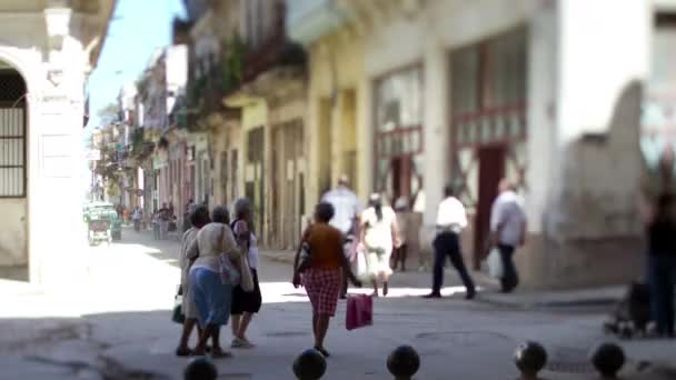 Kippen Und Verschieben Zeitraffer Einer Belebten Straße Havanna Kuba — Stockvideo