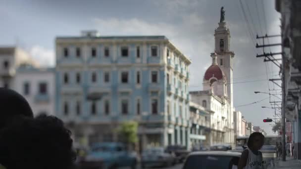 Tilt Och Shift Timelapse Tittar Ner Gatan Havanna Kuba — Stockvideo