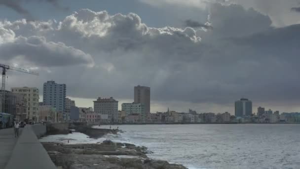 Timelapse Przybrzeżnej Malecon Drogi Havana Kuba — Wideo stockowe