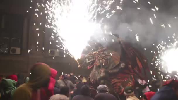 Crowds Street Fire Run Correfoc Merce Festival Barcelona Spain — Vídeo de Stock
