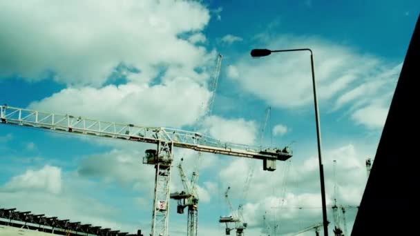 Timelapse Кранів Новому Будівельному Майданчику Лондоні — стокове відео