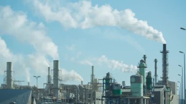 Industrial power station with smoke towers. good video for energy, pollution, climate change and environmental issues
