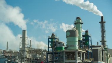 Industrial power station with smoke towers. good video for energy, pollution, climate change and environmental issues