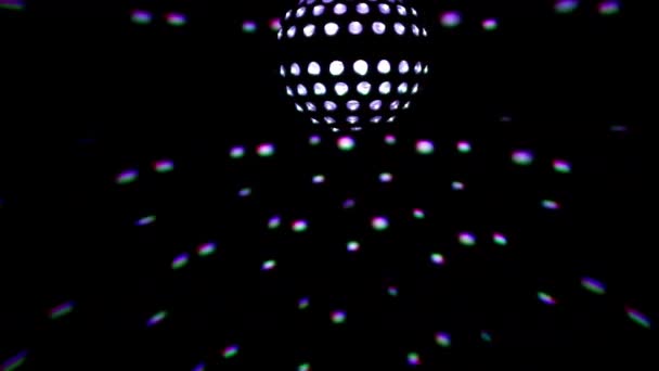 Барвистий Диско Куля Ефектами Світла Лазерів — стокове відео