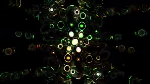 催眠液のパターンに作られたライトとカラフルなディスコボール — ストック動画