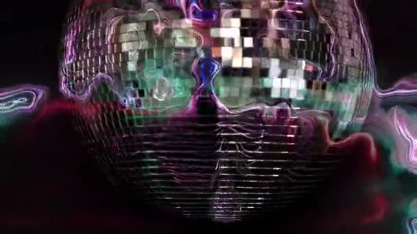Een Kleurrijke Discobal Met Verlichting Lasereffecten — Stockvideo
