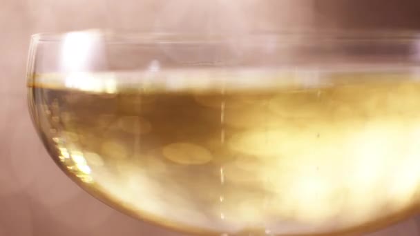Champagne Glass Sparkling Golden Background — Wideo stockowe