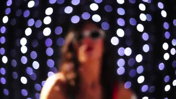 Blurred Woman Dancing Night Club Setting — Video Stock