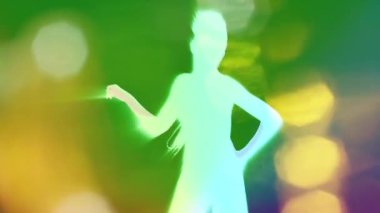 Brightly coloured shadow silhouette dancers