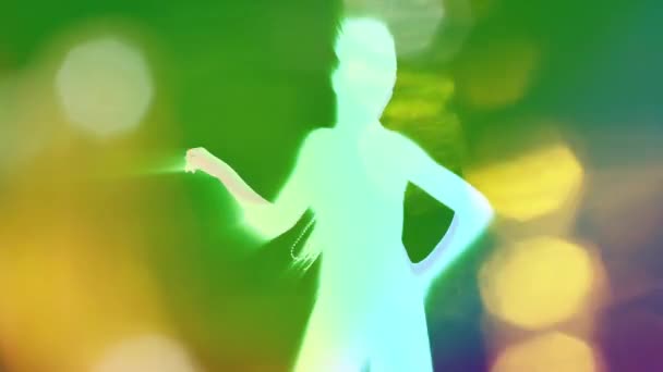Bailarinas Silueta Sombra Colores Brillantes — Vídeos de Stock