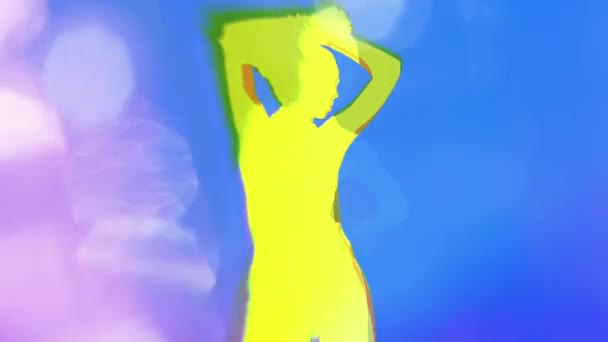 Bailarinas Silueta Sombra Colores Brillantes — Vídeo de stock