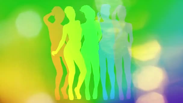 Parlak Renkli Gölge Dansçıları — Stok video