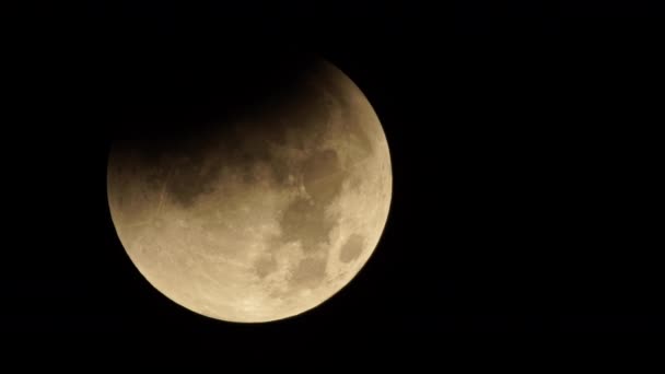 Крупный План Луны Ночном Небе Время Кровавой Луны — стоковое видео