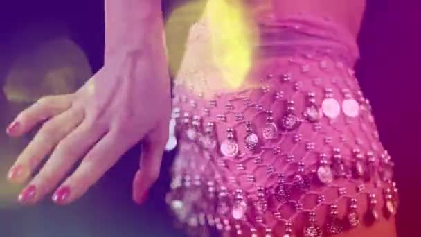 Dancer Sparkling Skirt Overlayed Disco Lights — Wideo stockowe