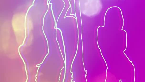 Brightly Coloured Shadow Silhouette Dancers — Video Stock