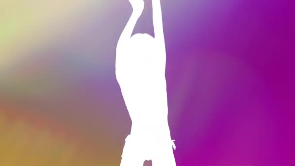 明るい色の影のシルエットダンサー — ストック動画