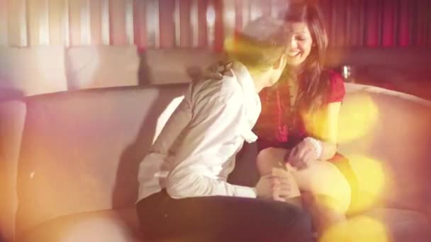 Young Couple Having Fun Together Cool Looking Club Space — Vídeo de Stock