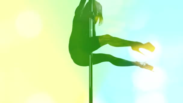 Female Pole Dancer Overlayed Disco Lights — Stok video