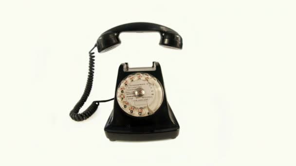 Stop Motion Shot Classic Rotary Telephone Handset Jumping — 비디오