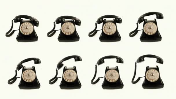 Stop Motion Shot Classic Rotary Telephone Handset Jumping — 图库视频影像