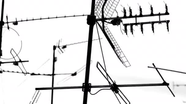 Model Abstract Antene Sateliți Acoperișuri — Videoclip de stoc
