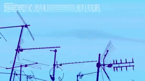 Абстрактний Візерунок Телевізійних Ефірів Супутників Дахах — стокове відео