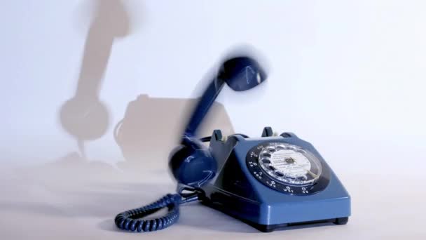 Stop Motion Shot Classic Rotary Telephone Handset Jumping — Stock video