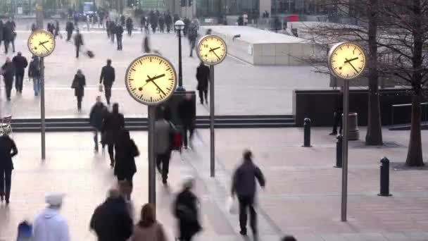 Timelapse Gente Negocios Que Trabajar Distrito Financiero Londres Dockland — Vídeo de stock