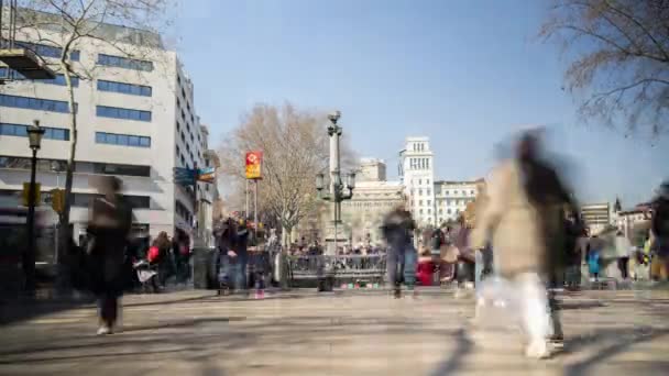 Timelapse Tłumów Ludzi Las Ramblas Hiszpanii Barcelona — Wideo stockowe