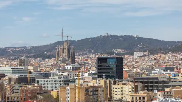 Timelapse Του Ορίζοντα Barcelona Πυροβόλησε Από Ένα Μοναδικό Πλεονεκτικό Σημείο — Αρχείο Βίντεο