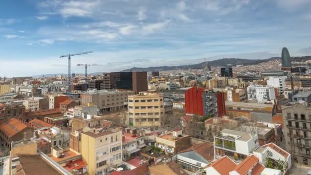 Barselona Ufuk Çizgisinin Zaman Çizelgesi Eşsiz Bir Bakış Açısıyla Çekilmiş — Stok video