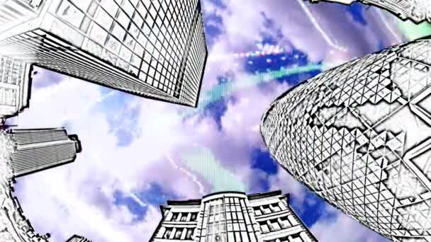 Memandang Atas Langit London Dengan Pandangan Fisheye — Stok Video