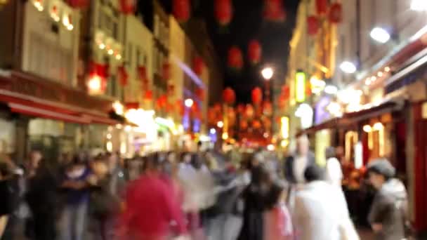 People Rushing Londons Soho Chinatown Night — Stock Video