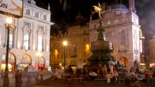 Strada Scena Circ Piccadilly Timp Noapte Londra Anglia — Videoclip de stoc
